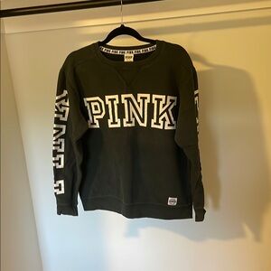 PINK Victoria's Secret Dark Green Crew Neck Sweater